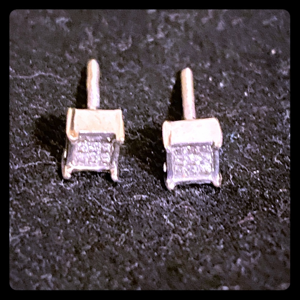 14kt White Gold Princess Cut Diamond Earrings